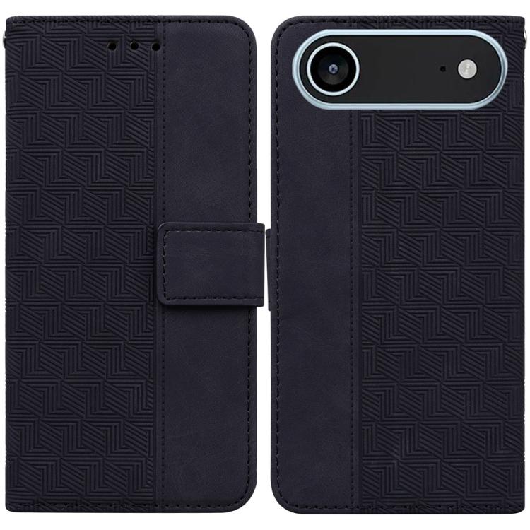 For iPhone Air Geometric Embossed Leather Phone Case(Black)