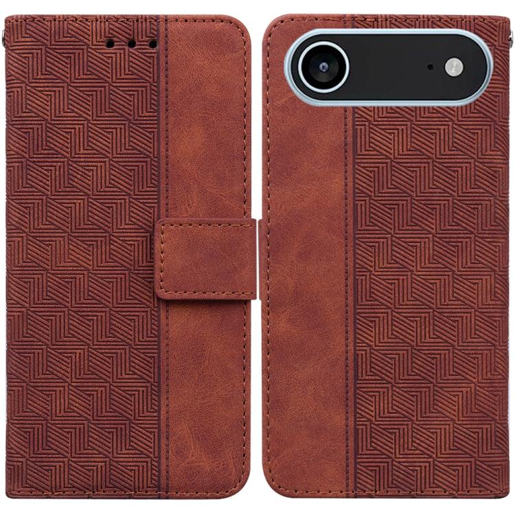 For iPhone Air Geometric Embossed Leather Phone Case(Brown)