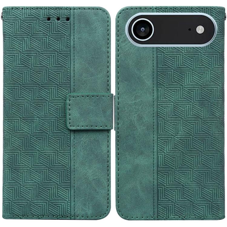 For iPhone Air Geometric Embossed Leather Phone Case(Green)