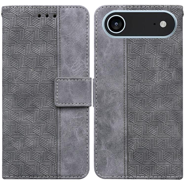 For iPhone Air Geometric Embossed Leather Phone Case(Grey)