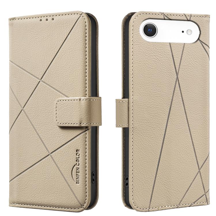 For iPhone Air Geometric Pattern RFID Leather Phone Case(Beige)