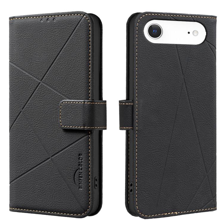 For iPhone Air Geometric Pattern RFID Leather Phone Case(Black)
