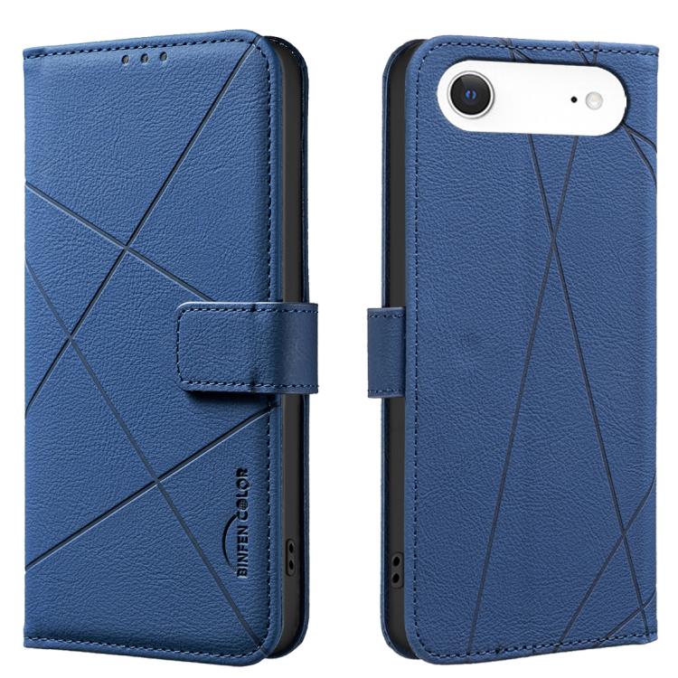 For iPhone Air Geometric Pattern RFID Leather Phone Case(Blue)
