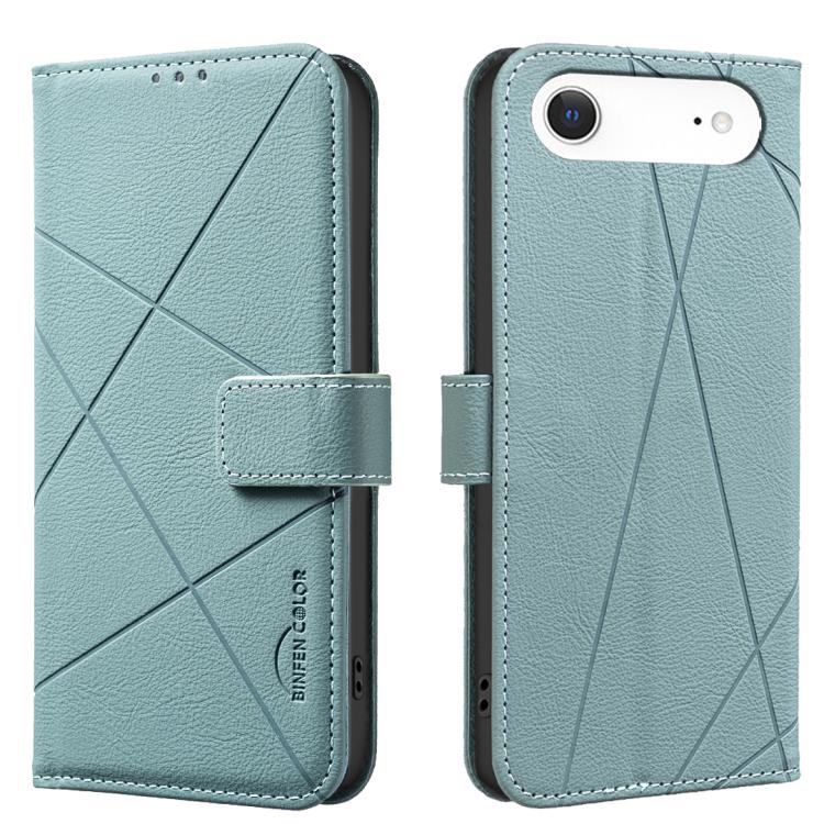For iPhone Air Geometric Pattern RFID Leather Phone Case(Green)