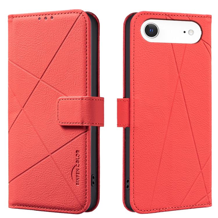 For iPhone Air Geometric Pattern RFID Leather Phone Case(Red)