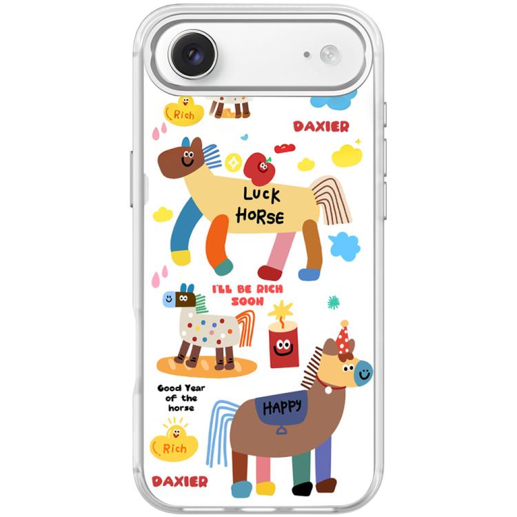 For iPhone Air Get Rich Immediately Pattern Magnetic Phone Case(Transparent White)