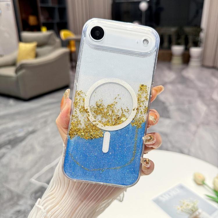 For iPhone Air Gilding MagSafe Hybrid Clear TPU Phone Case(Blue)