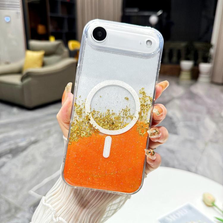 For iPhone Air Gilding MagSafe Hybrid Clear TPU Phone Case(Orange)