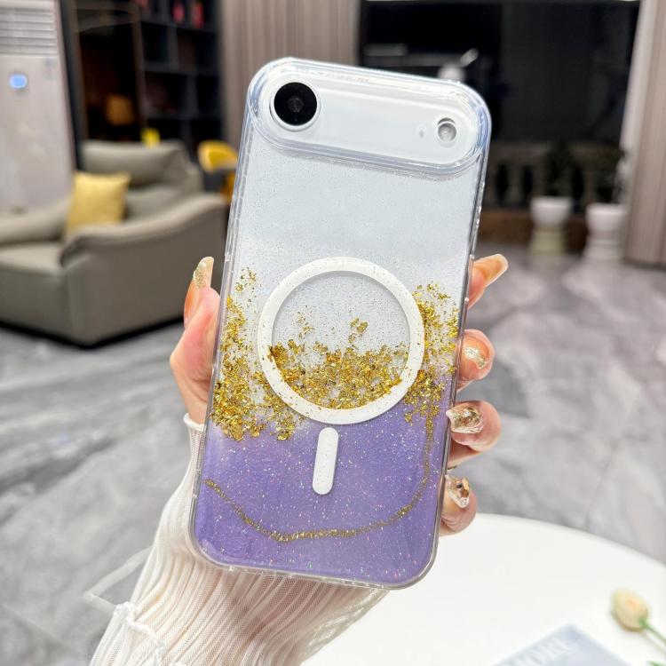For iPhone Air Gilding MagSafe Hybrid Clear TPU Phone Case(Purple)