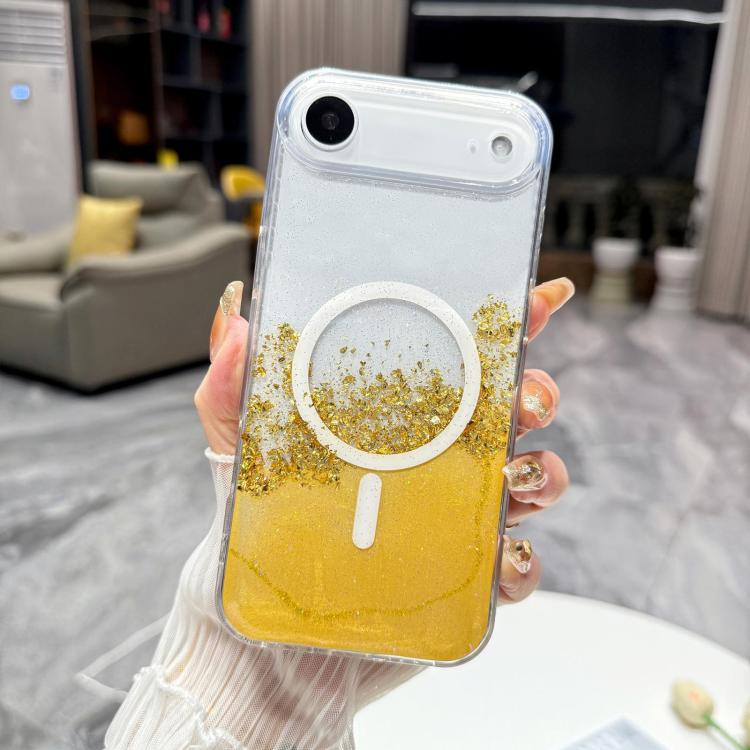 For iPhone Air Gilding MagSafe Hybrid Clear TPU Phone Case(Yellow)