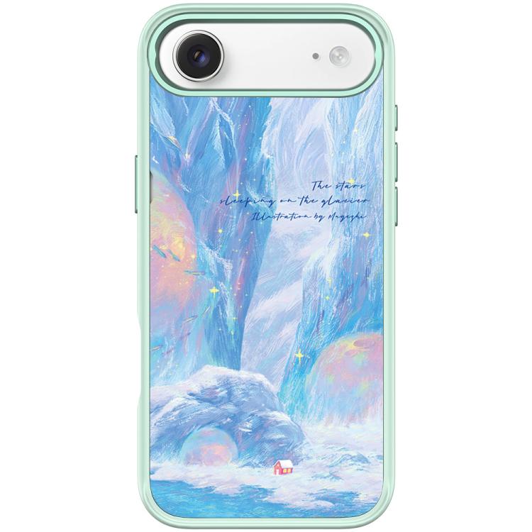 For iPhone Air Glacier Red House Pattern Magnetic Phone Case(Light Green)