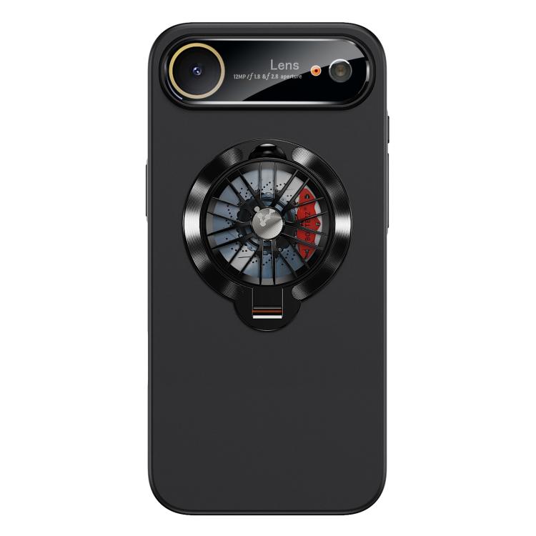 For iPhone Air Glaze PC Camera Window Gyro Kickstand Magnetic Phone Case(Black)