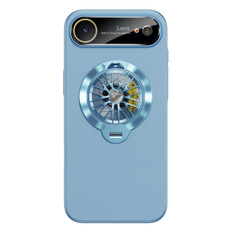 For iPhone Air Glaze PC Camera Window Gyro Kickstand Magnetic Phone Case(Blue)