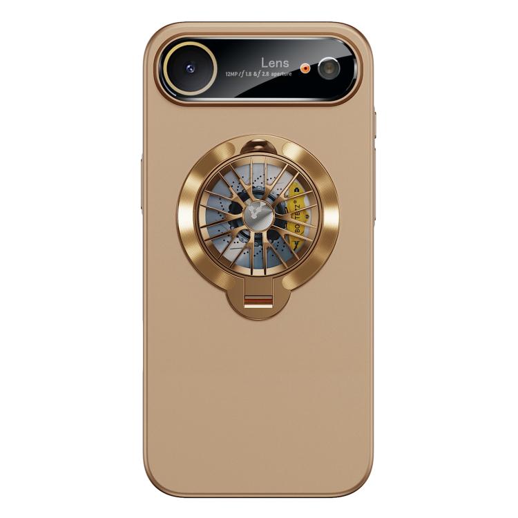 For iPhone Air Glaze PC Camera Window Gyro Kickstand Magnetic Phone Case(Gold)
