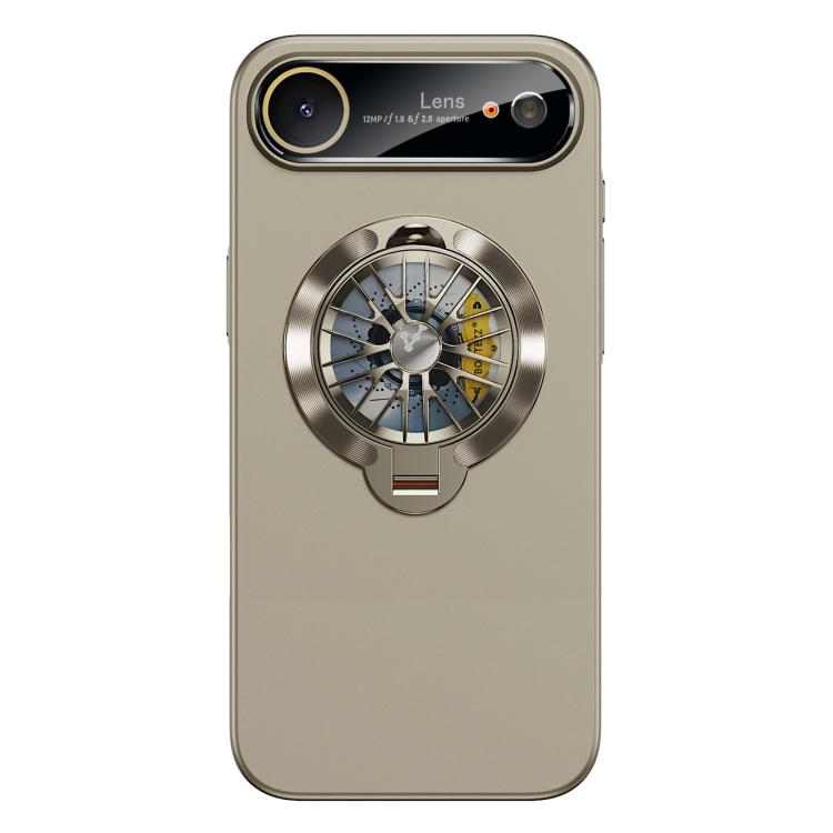 For iPhone Air Glaze PC Camera Window Gyro Kickstand Magnetic Phone Case(Grey)