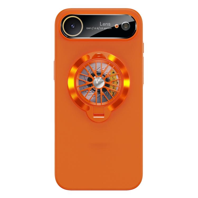 For iPhone Air Glaze PC Camera Window Gyro Kickstand Magnetic Phone Case(Orange)