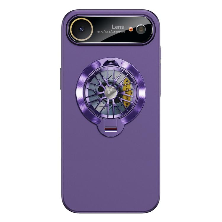 For iPhone Air Glaze PC Camera Window Gyro Kickstand Magnetic Phone Case(Purple)
