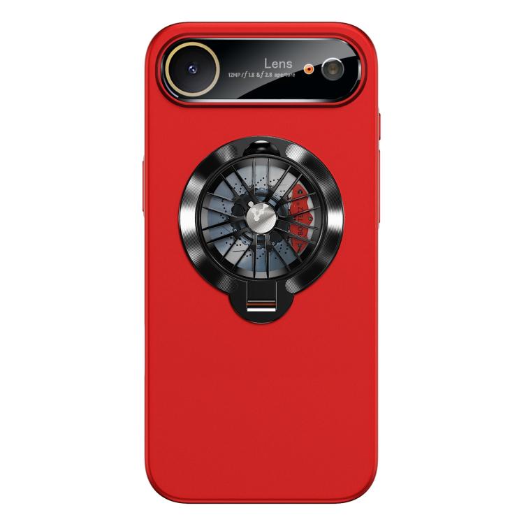 For iPhone Air Glaze PC Camera Window Gyro Kickstand Magnetic Phone Case(Red)
