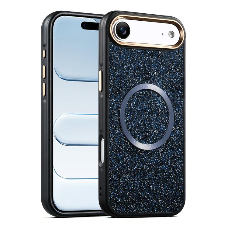 For iPhone Air Glitter Airbag Shockproof Magnetic Phone Case(Navy Blue)