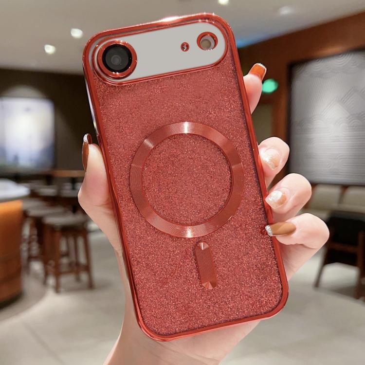 For iPhone Air Glitter Electroplating MagSafe TPU Phone Case(Red)
