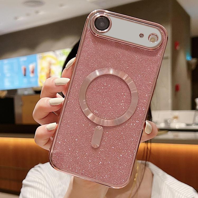For iPhone Air Glitter Electroplating MagSafe TPU Phone Case(Rose Gold)
