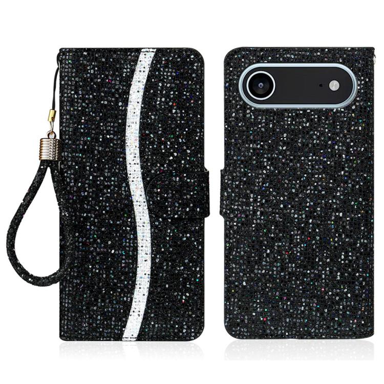 For iPhone Air Glitter Powder Filp Leather Phone Case(Black)