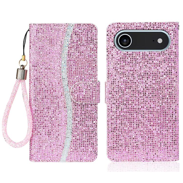 For iPhone Air Glitter Powder Filp Leather Phone Case(Pink)