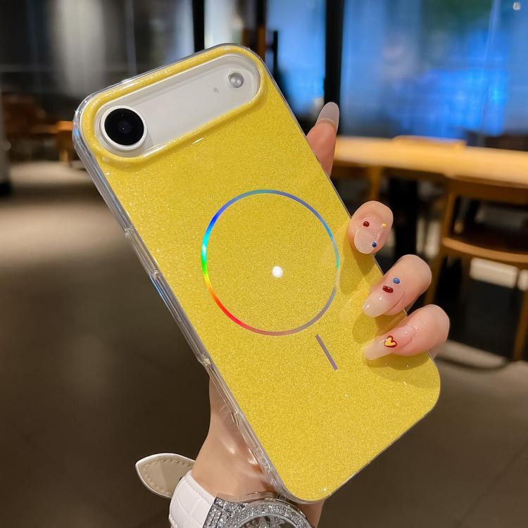 For iPhone Air Glitter Powder Plating MagSafe IMD Full Coverage Phone Case(Orange)