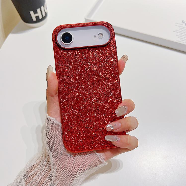 For iPhone Air Glitter Powder Shockproof TPU Phone Case(Red)