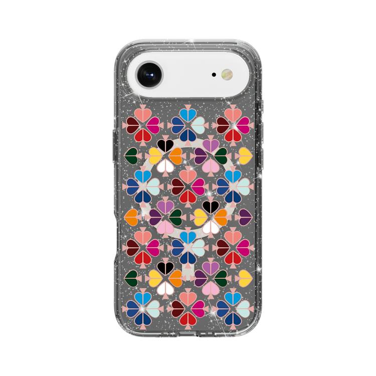 For iPhone Air Glittering Crystal Red Heart Pattern Magnetic Phone Case(Black)