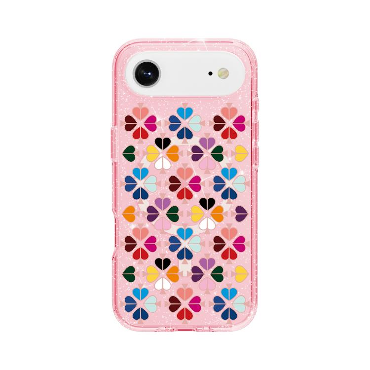 For iPhone Air Glittering Crystal Red Heart Pattern Magnetic Phone Case(Pink)