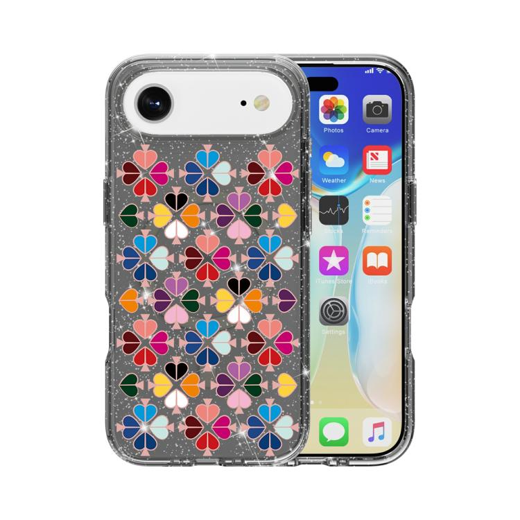 For iPhone Air Glittering Crystal Red Heart Pattern Phone Case(Black)