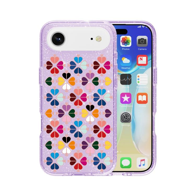 For iPhone Air Glittering Crystal Red Heart Pattern Phone Case(Purple)