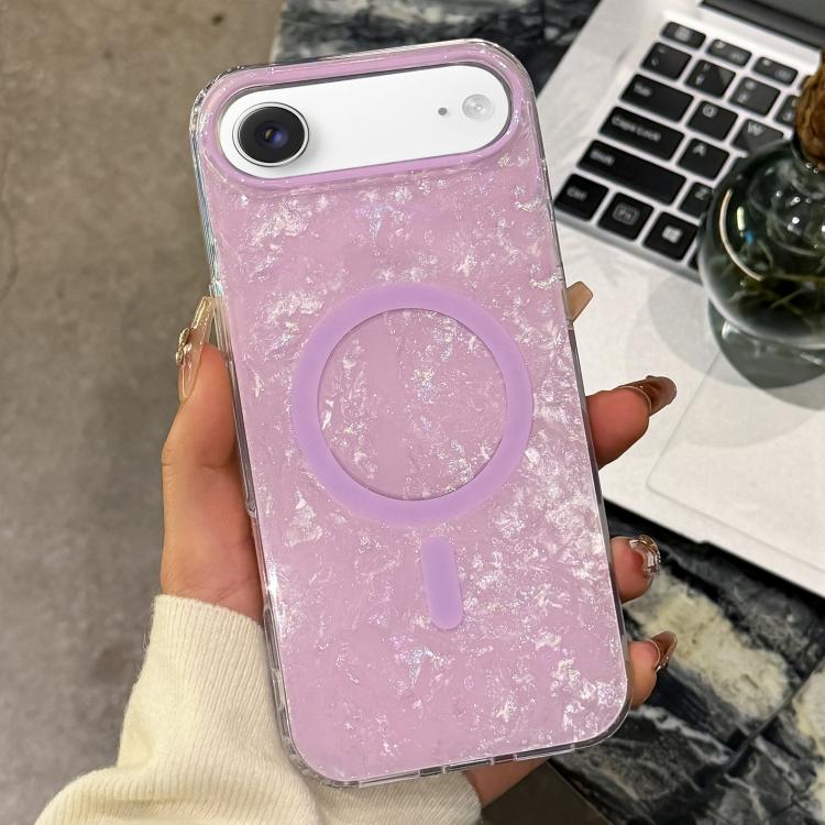 For iPhone Air Gold-plated Shell Texture Magnetic Phone Case(Purple)
