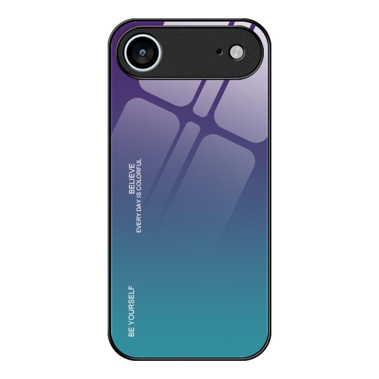 For iPhone Air Gradient Color Glass Phone Case(Aurora Blue)