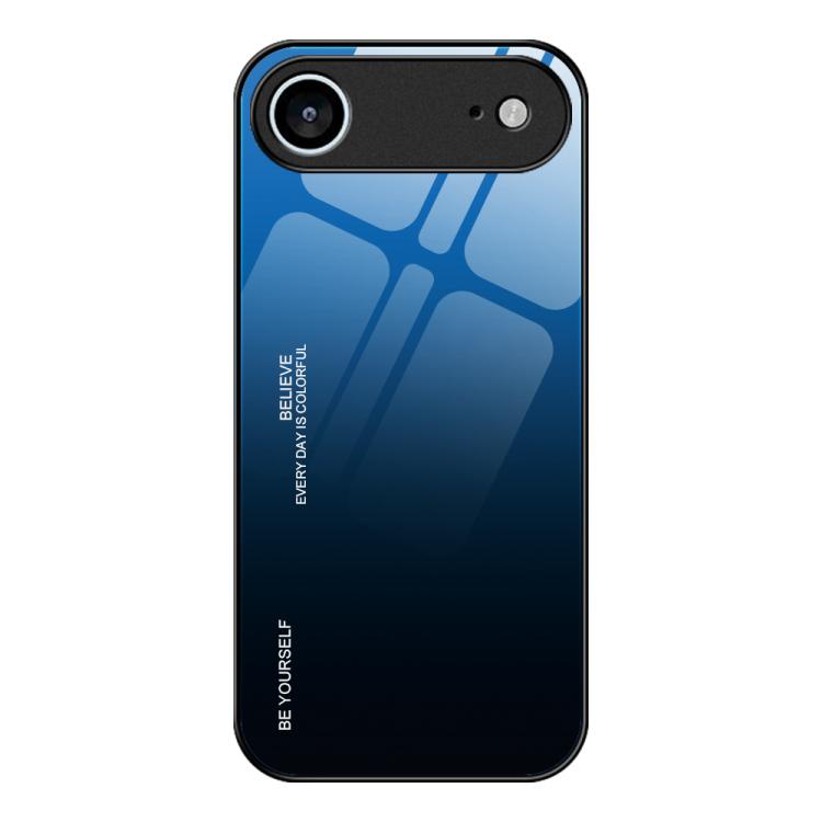 For iPhone Air Gradient Color Glass Phone Case(Blue Black)