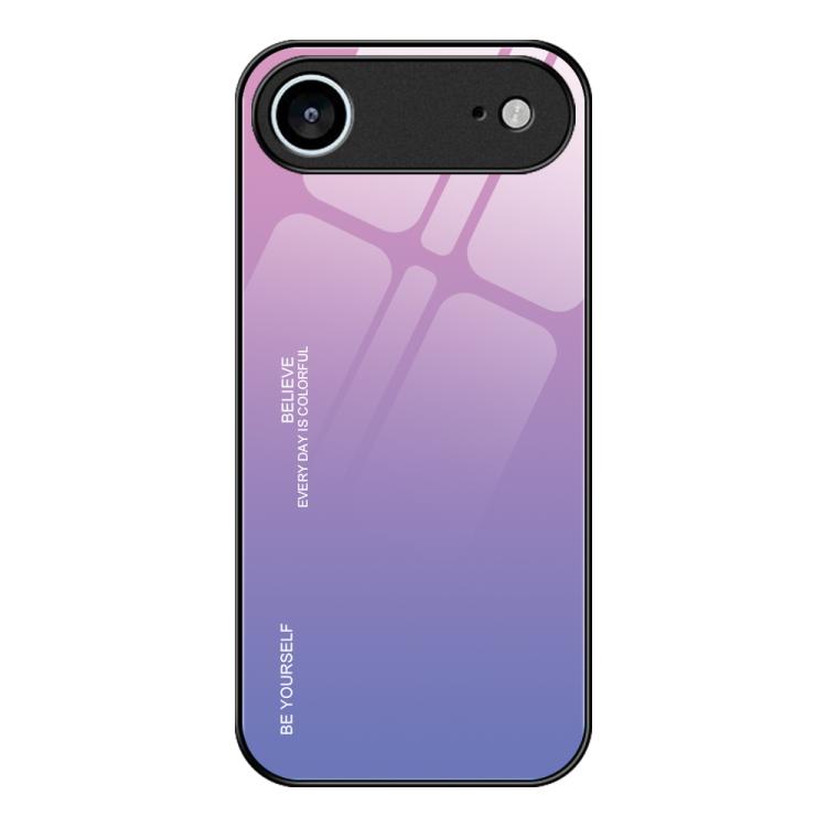 For iPhone Air Gradient Color Glass Phone Case(Pink Purple)