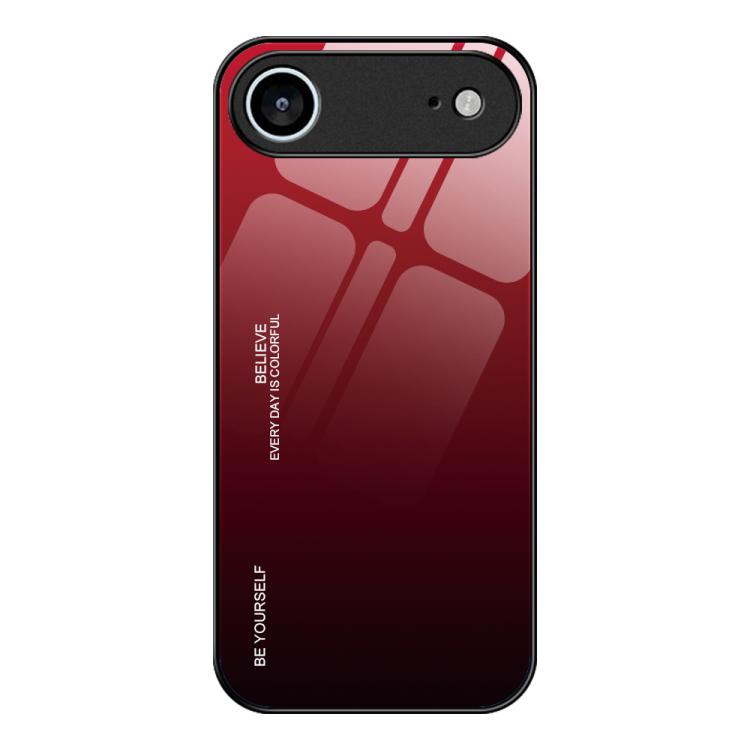 For iPhone Air Gradient Color Glass Phone Case(Red Black)