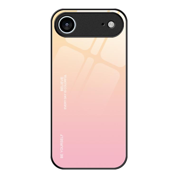 For iPhone Air Gradient Color Glass Phone Case(Yellow Pink)