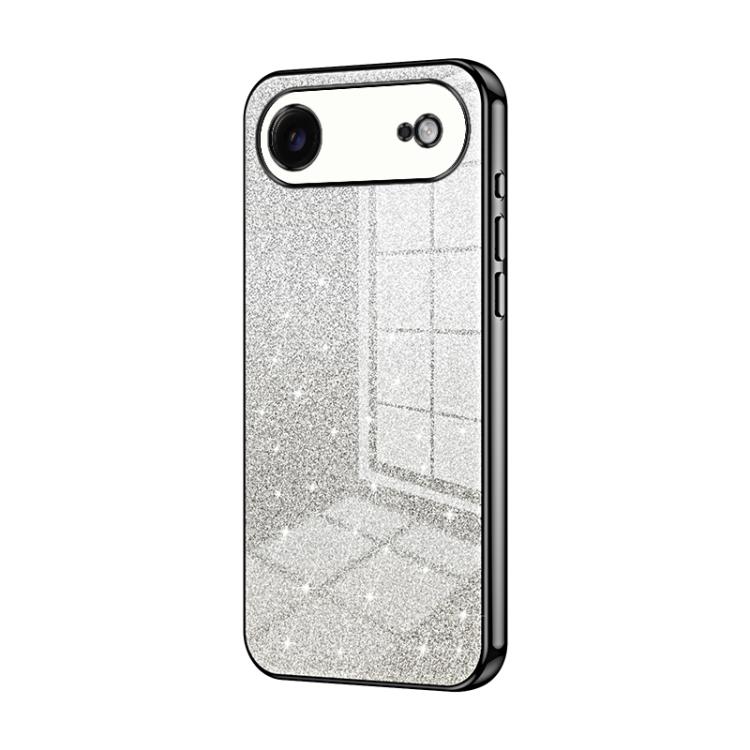 For iPhone Air Gradient Glitter Powder Electroplated Phone Case(Black)