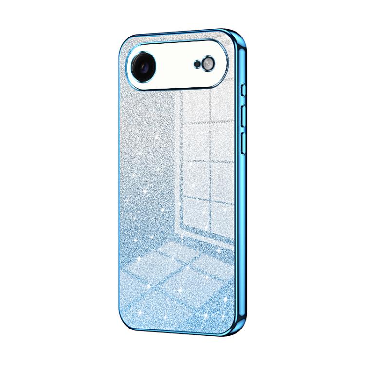 For iPhone Air Gradient Glitter Powder Electroplated Phone Case(Blue)