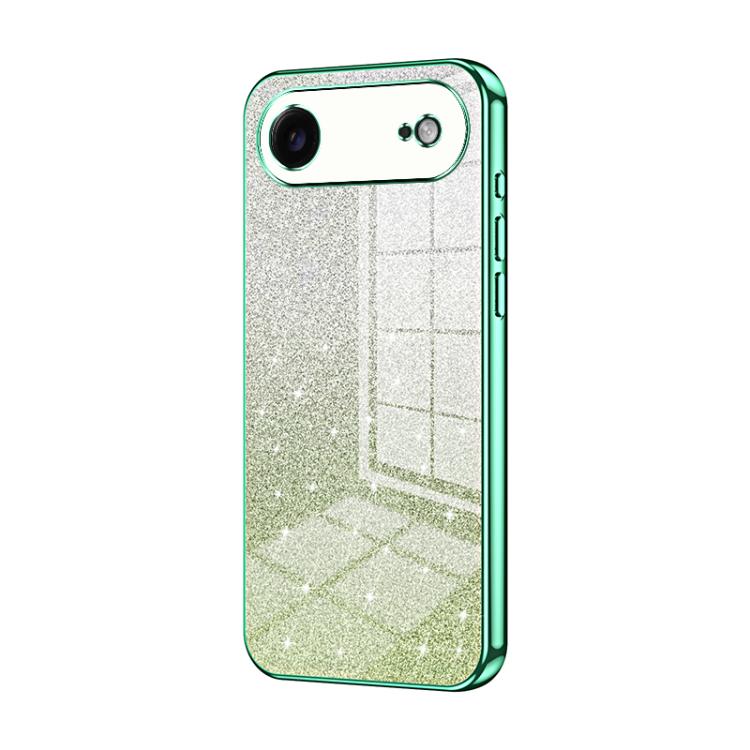 For iPhone Air Gradient Glitter Powder Electroplated Phone Case(Green)