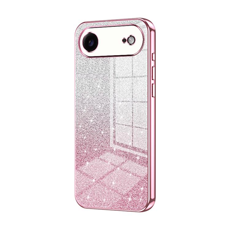For iPhone Air Gradient Glitter Powder Electroplated Phone Case(Pink)