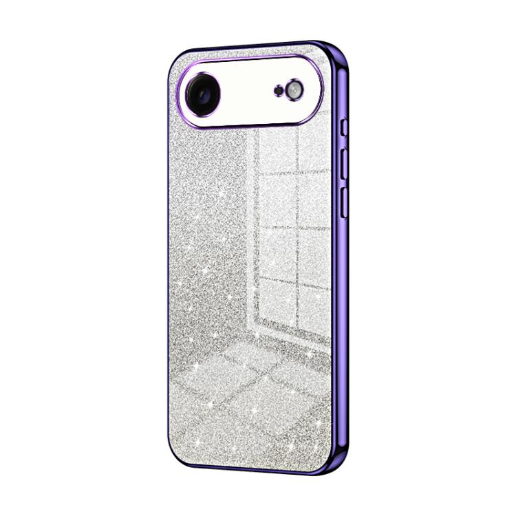 For iPhone Air Gradient Glitter Powder Electroplated Phone Case(Purple)