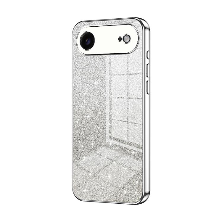 For iPhone Air Gradient Glitter Powder Electroplated Phone Case(Silver)
