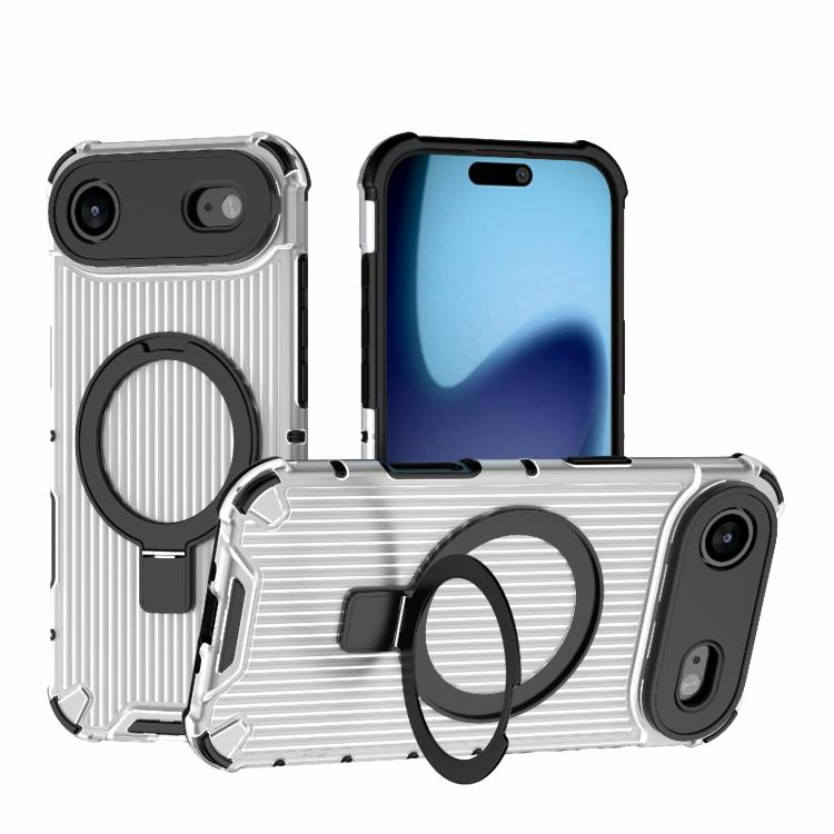 For iPhone Air Grating Holder Shockproof Phone Case(Transparent)