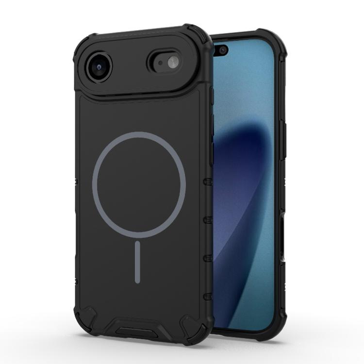 For iPhone Air Grating Solid Color MagSafe Magnetic Phone Case(Black)