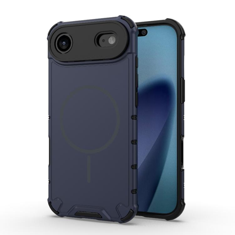 For iPhone Air Grating Solid Color MagSafe Magnetic Phone Case(Dark Blue)