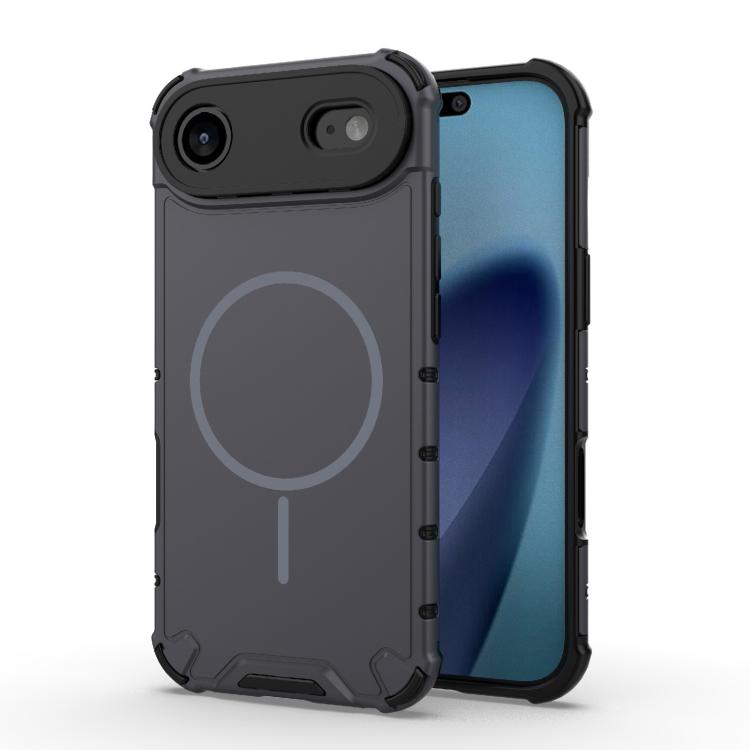 For iPhone Air Grating Solid Color MagSafe Magnetic Phone Case(Dark Grey)