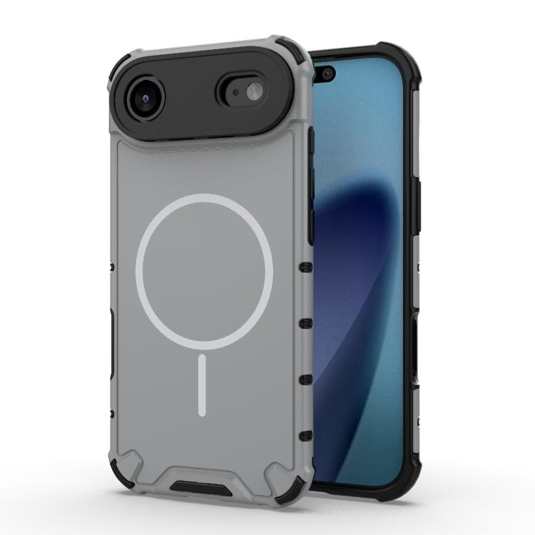 For iPhone Air Grating Solid Color MagSafe Magnetic Phone Case(Light Grey)